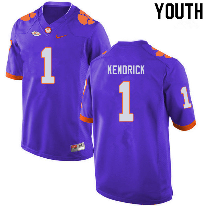 Youth #1 Derion Kendrick Clemson Tigers College Football Jerseys Sale-Purple - Click Image to Close